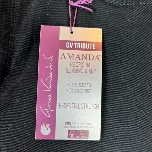 Gloria Vanderbilt Jeans Women's size 8 Black Amanda Classic High Rise Tapered - Picture 6 of 10
